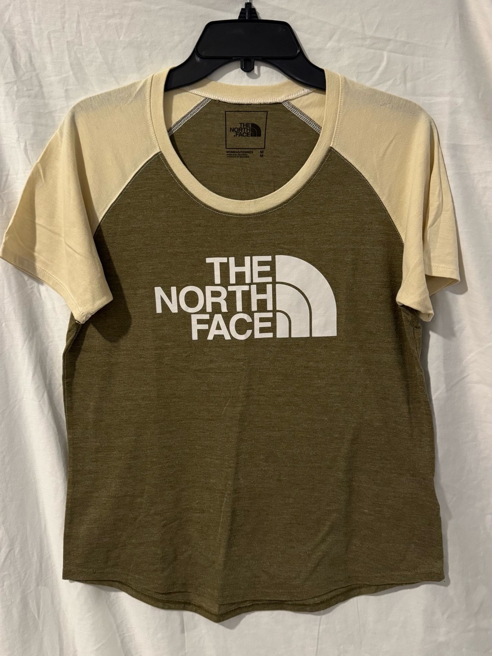 The North Face Olive Body with Cream Trim Raglan Tee